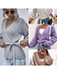 Fashion Purple Knitted V-neck Knotted Long-sleeved Bottoming Shirt