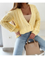 Fashion Yellow V-neck Button Twist Knit Cardigan