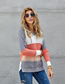 Fashion Khaki Color Striped Knitted Hooded Sweater