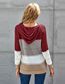 Fashion Khaki Color Striped Knitted Hooded Sweater