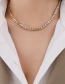 Fashion Gold Stainless Steel Inlaid Zirconium Stitching Necklace