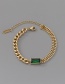 Fashion Green Diamond Necklace Titanium Steel Square Emerald Necklace