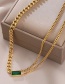 Fashion Green Diamond Necklace Titanium Steel Square Emerald Necklace