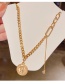 Fashion Gold Titanium Steel Head Round Necklace