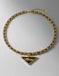 Fashion Gold Titanium Steel Triangle Letter Braided Necklace