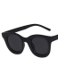 Fashion Bright Black And Blue Film Concave Round Frame Sunglasses