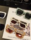 Fashion Beige Tea Slices Square Letter Cutout Sunglasses