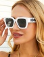 Fashion Real White Gray Flakes Square Letter Cutout Sunglasses