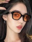 Fashion Bright Black Tea Large Frame Sunglasses With Buckle