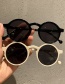 Fashion Beige Gray Flakes Round Studded Sunglasses
