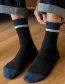 Fashion Navy Color Block Cotton Socks