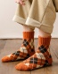 Fashion Khaki Lingge Printing Thick Tube Socks