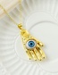 Fashion Gold Copper Inlaid Zirconium Palm Eye Necklace