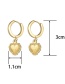 Fashion Gold Titanium Steel Cross Peach Heart Ear Ring