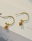 Fashion Gold Titanium Steel Red Pine Dot Earrings