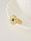 Fashion Gold Titanium Steel Gold Plated Round Face Turquoise Open Ring