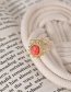 Fashion Gold Titanium Steel Oval Red Pine Open Ring