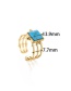 Fashion Gold Titanium Steel Bamboo Square Sky Blue Pine Open Ring