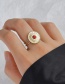 Fashion Gold Titanium Steel Embossed C-shaped Open Ring