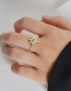 Fashion Gold Titanium Steel Eight-pointed Star Sapphire Open Ring