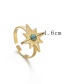 Fashion Gold Titanium Steel Eight-pointed Star Sapphire Open Ring