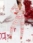 Fashion White Christmas Print Hooded One-piece Pajamas
