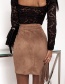 Fashion Black Deerskin Velvet Fringed Leather Skirt Skirt