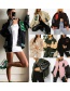 Fashion Army Green Black B Baseball Jacket With Fleece Letter Embroidery