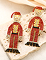 Fashion Red Alloy Diamond-studded Santa Stud Earrings