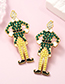 Fashion Green Alloy Diamond Puppet Stud Earrings
