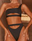 Fashion Beige Solid Color One-shoulder High-waist Swimsuit