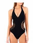 Fashion Black Solid Color Woven One-piece Swimsuit