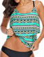 Fashion Green Briefs Printed Double-layer Sling Boxer Split Swimsuit