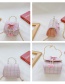 Fashion Pink Children's Cotton And Linen Bowknot Pearl Portable Messenger Bag
