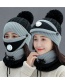 Fashion Breathing Valve【navy Blue】 Three-piece Wool Knit Woolen Ball Head Cap And Scarf