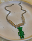 Fashion Gold Titanium Steel Letter Drip Oil Bear Necklace