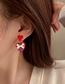 Fashion 19#red Love Heart Alloy Diamond Flower Love Geometric Stud Earrings