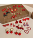 Fashion 25#red Alloy Diamond Flower Love Geometric Stud Earrings