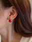 Fashion Red Geometric Diamond Bow Pearl Stud Earrings