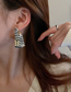 Fashion Black And White Striped Leather Letter Square Earrings