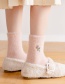 Fashion Pink Mink Velvet Flower Embroidered Tube Socks
