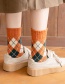 Fashion Coffee Wool Rhombus Thick Tube Socks