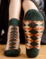 Fashion Dark Green Diamond Wool Socks
