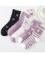 Fashion Purple Luokou Cat Cartoon Cat Striped Tube Socks