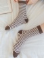 Fashion Khaki Cotton Striped Tube Socks