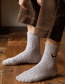 Fashion Dark Gray Puppy Embroidered Coral Fleece Tube Socks