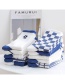 Fashion Blue And White Small Squares Cotton Geometric Print Socks