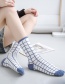 Fashion Blue And White Small Squares Cotton Geometric Print Socks