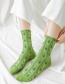 Fashion Green Floral Print Cotton Socks
