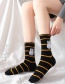 Fashion Green Strips On White Cotton Bunny Embroidered Striped Socks